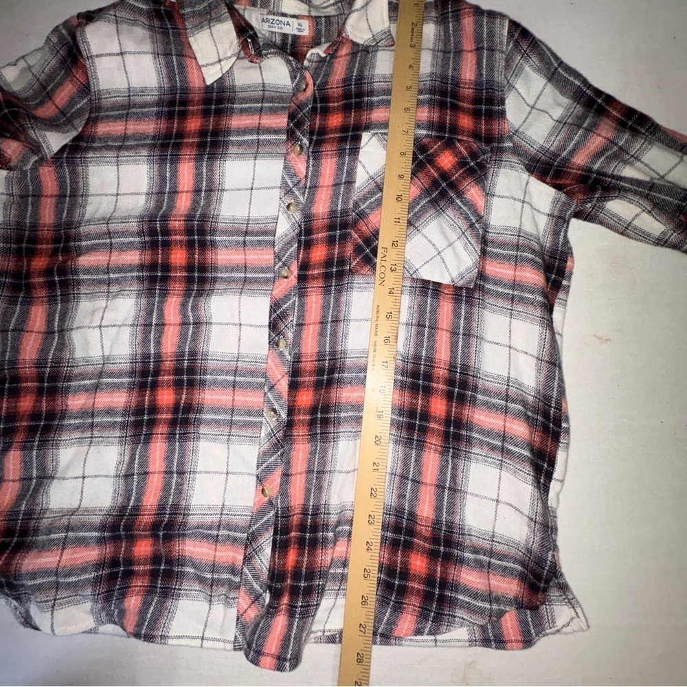 Arizona Jean Company Red, Black, and White Plaid Shirt - Picture 8 of 9
